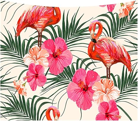 Amazon フラミンゴ シルエット リーフイラストデザイン 寝室 居間 寮 アート壁掛け 60 X 50インチ 手ぬぐい ホーム キッチン オンライン通販