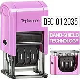 Toplusesse Date Stamp Self Inking Dater Stamp for Business 12 Year Band Purple Mount Black Ink