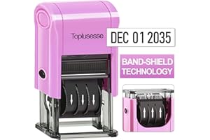 Toplusesse Date Stamp Self Inking Dater Stamp for Business 12 Year Band Purple Mount Black Ink