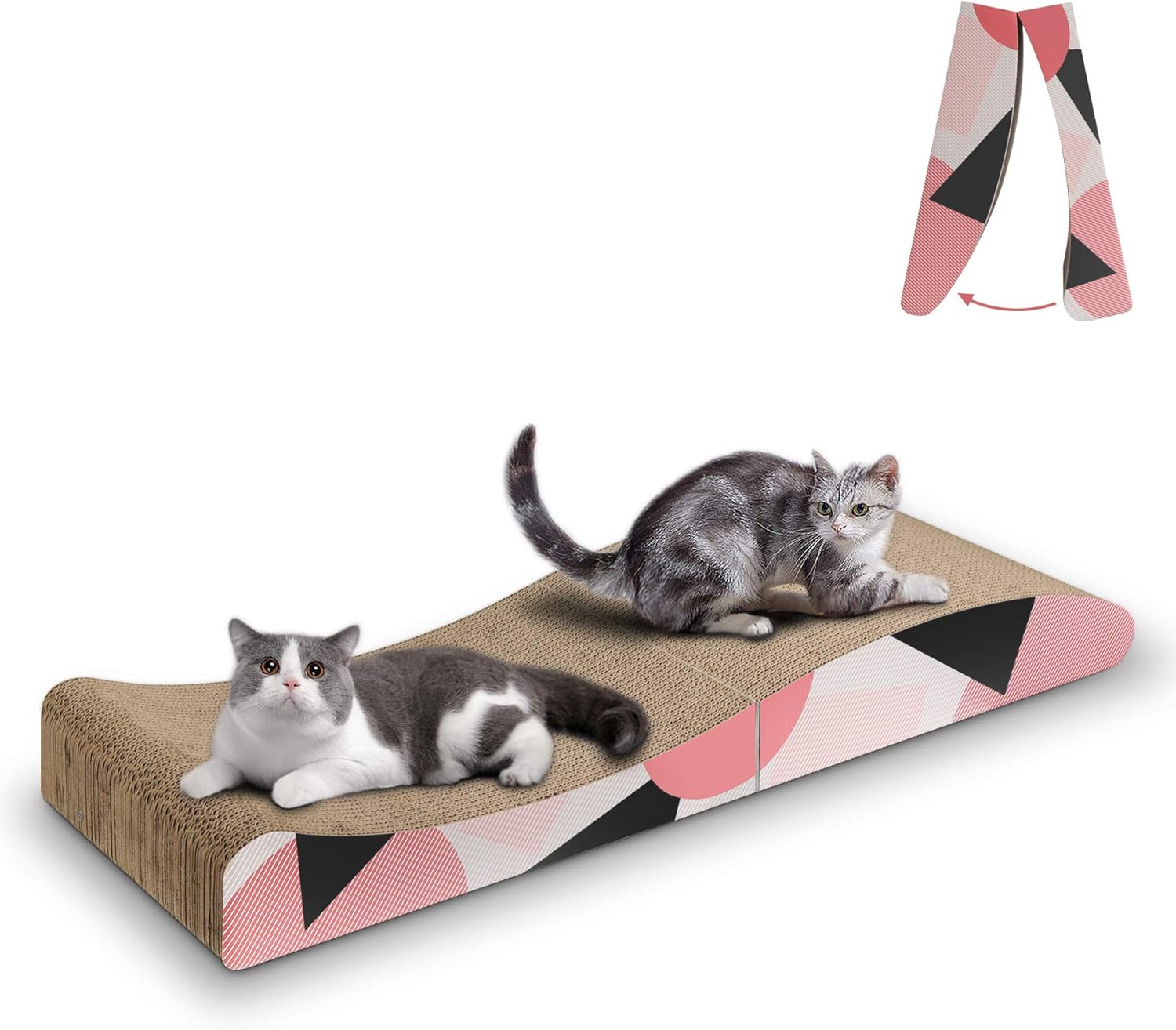 ComSaf Wave Curved Cat Scratching Pad, Foldable Cat Scratcher Cardboard
