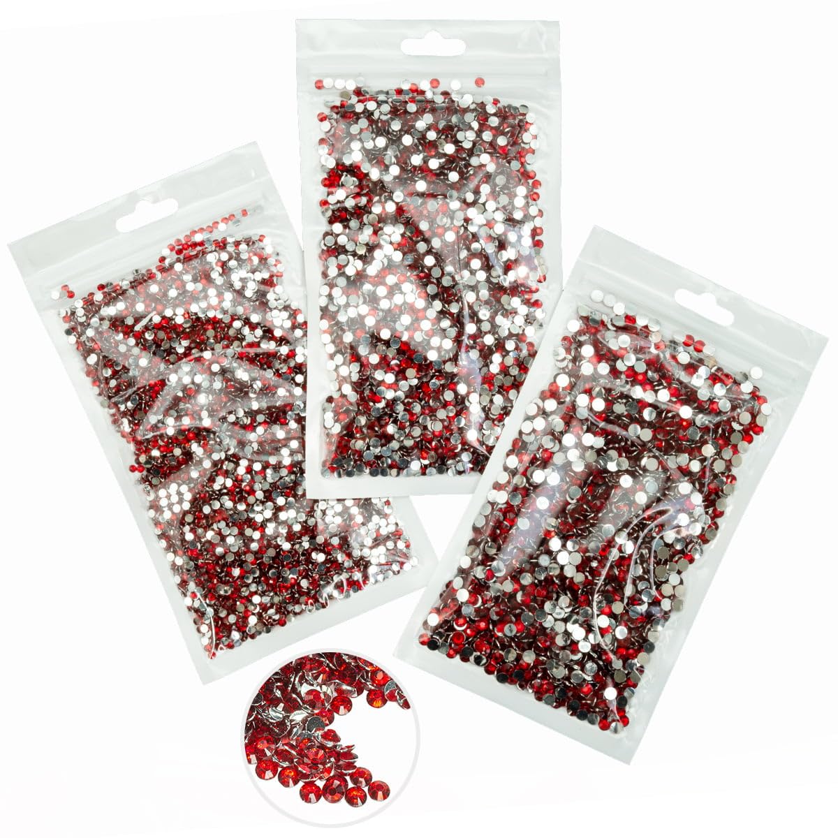 Photo 1 of 16000PCS Siam Red Resin Crystal Rhinestones for Crafting Flatback Stones 3mm 4mm 5mm Non-Hotfix Ruby Red Diamonds Crystals Gems Charms for Face Eyes Makeup Body Tumblers Bottles Crafts Clothes Shoes