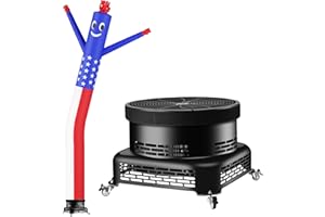 BSMTEK 20FT Air Inflatable Waving Tube Man Set with Blower & Wheel, Air Puppet Dance Artist for Mall Opening, Amusement Park, Outdoor Decoration，US-Flag