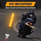 URAQT 4pcs LED Motorcycle Turn Signals 12V Universal Waterproof Amber Flowing view 6
