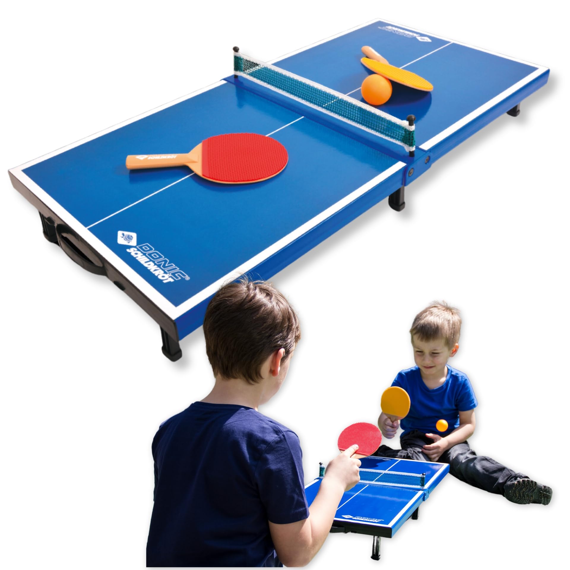 Donic-Schildkröt Mini Ping Pong Table, with 2 Bats and 1 Ball, Folding in a Briefcase, 838576