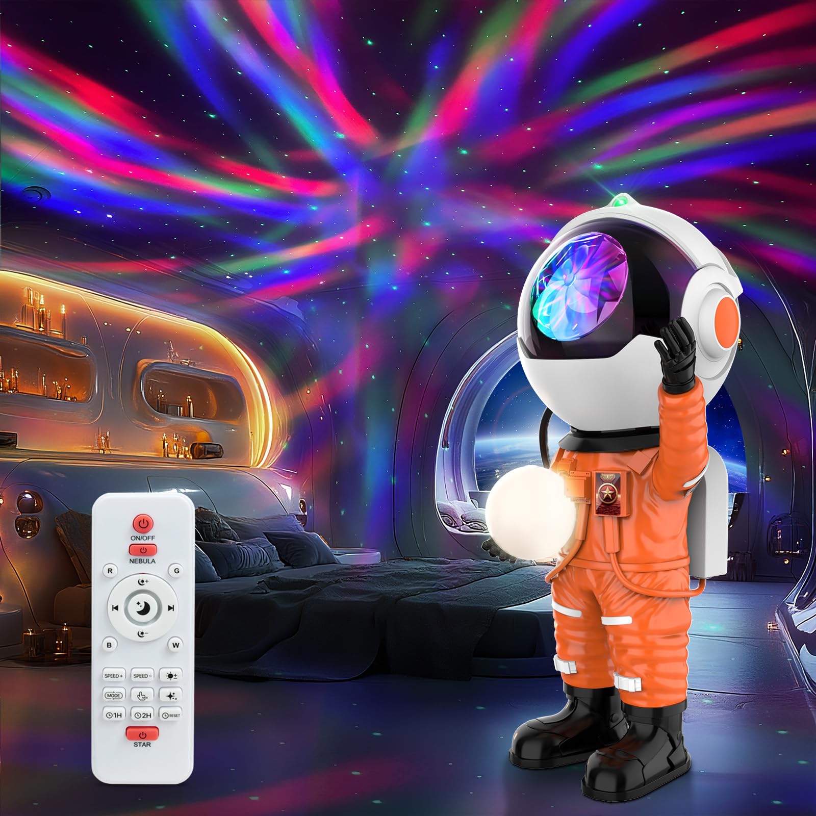 Rossetta Galaxy Projector, Star Projector for Bedroom, Astronaut Projector Night Light with Timer and Remote, Kids Adults Room Decor Aesthetic, Gifts for Christmas, Birthdays Image