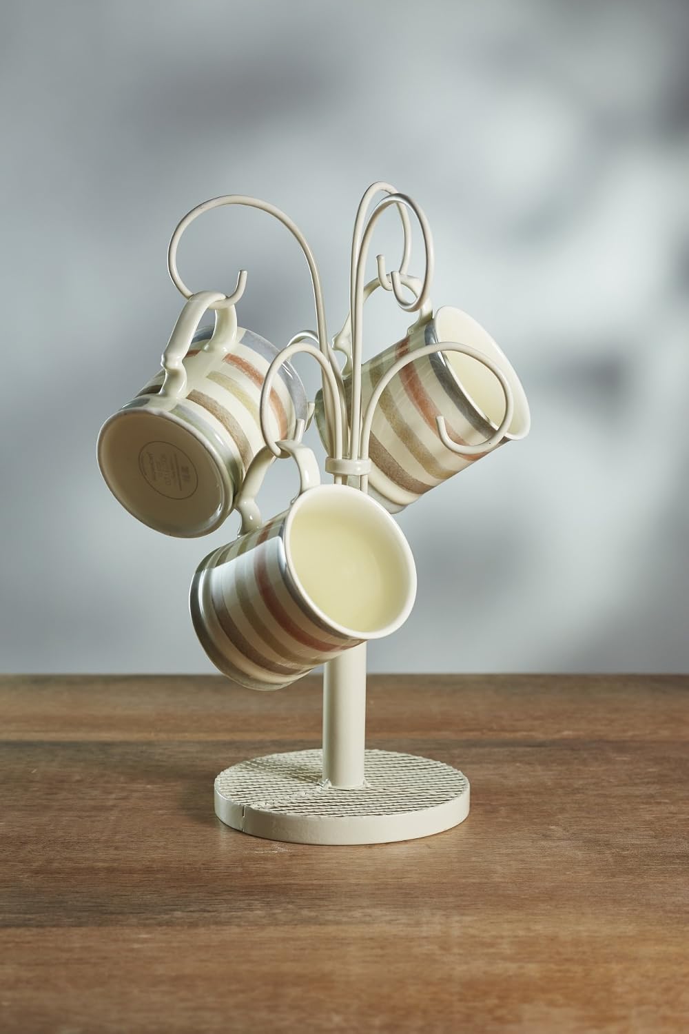 KitchenCraft Classic Collection Wrought Iron Mug Tree Stand, 37 cm (14.5, Cream, 20 x 20 x 37 cm - Image 3