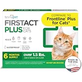 TevraPet FirstAct Plus Flea &amp; Tick Treatment for Cats Over 1.5lbs, 6 Months | Safe, Fast-Acting &amp; Waterproof Flea and Tick Protection for Cats. Compare to Frontline Plus &amp; Save. Vet Quality. Made in USA