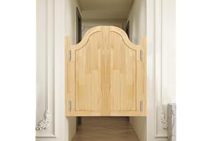 PINELICORN Interior Swinging Doors Wood Cafe Door Saloon Door with Metal Hinges for Bar Porch Stairs Bedroom Entrance Partition (Log Color, 31.49x35.43in)