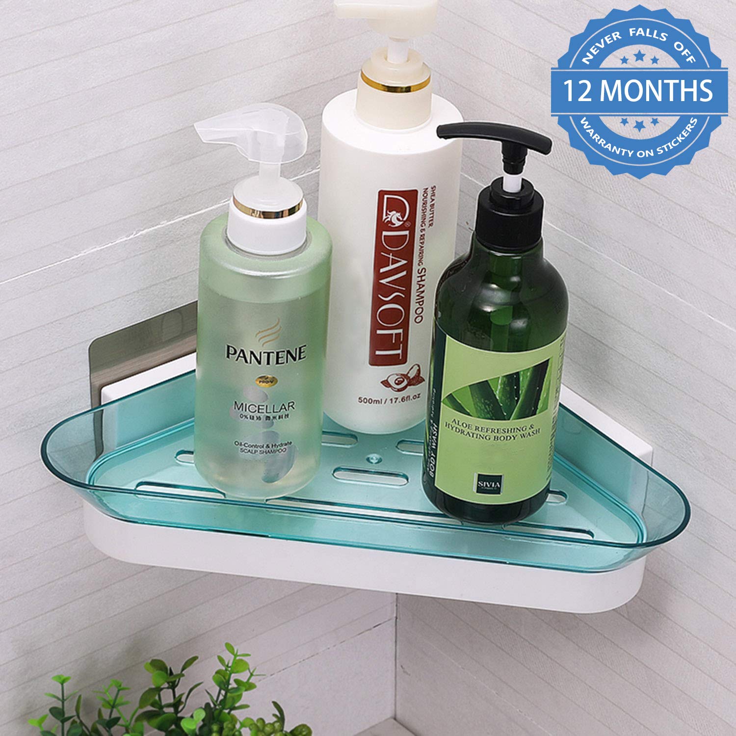 HOKIPO Magic Sticker Series SelfAdhesive Bathroom Corner Shower Caddy (Model NoAR2607BL