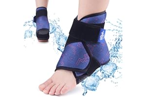 Hilph Ankle Heel Ice Pack Wrap for Swelling & Achilles Tendonitis, Reusable Foot Gel Ice Pack Wrap Hot Cold Compression Therapy for Sprained Ankle & Plantar Fasciitis Pain Relief (Blue, 1 Pack)