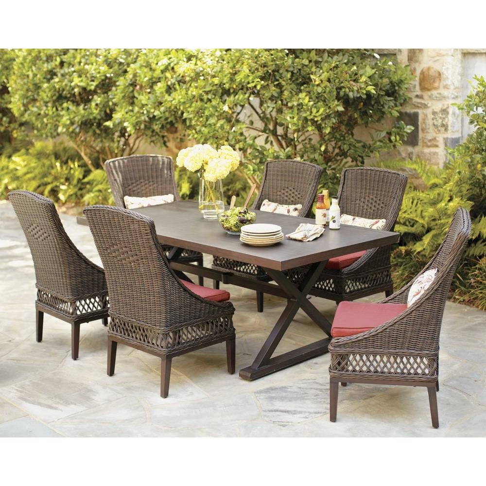 Woodbury 7Piece Patio Dining Set with Dragon Fruit Cushions Pricepulse