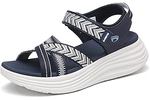 Dannto Women's Comfortable Walking Sandals with Arch Support Elastic Strap Cushioned Midsole Platform for Casual Summer Fashi