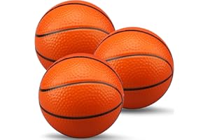 Dilabnba 5" Mini Orange Foam Basketballs for Kids Adults, Squeeze Stress Ball Safe Soft Replacement Beach Pool Balls for Indoor Basketball Hoop, Toddler Quiet Bouncy Ball Sport Party Game (3PCS)