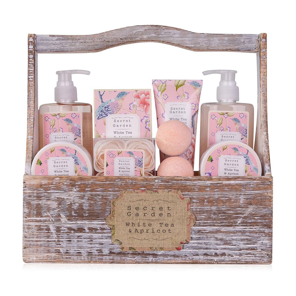 accentra Gift Set Secret Garden Bath, Shower Set With White Tea and Apricot Fragrance - 8-Piece Gift Set, 1.43 kg