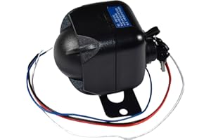 HQRP 15W DC12V Universal Siren for Car, Marine, Home Security Alarm System or Any 12V Systems, 1-Tone, Loud 115dB, Battery Ba