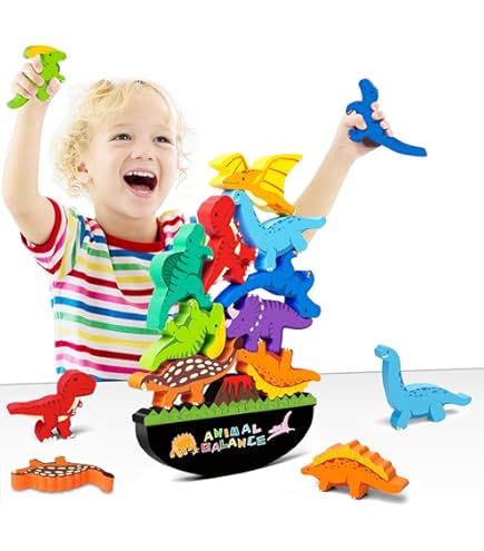 Baby Toys FDTEK Dinosaur Stacking Blocks - Wooden Balance Game ...