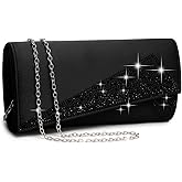 Dasein Women's Satin Rhinestone Clutch Evening Bags Sparkle Glitter Shiny Purse Handbag for Party Wedding Cocktail Prom