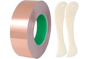 Ouwinway Copper Foil Tape, Double-Sided Conductive Adhesive, EMI Shielding and Anti-Static, for Paper Circuits, Grounding, Electrical Repairs,Guitar Muffling(2'' x 66ft-1 Rolls)