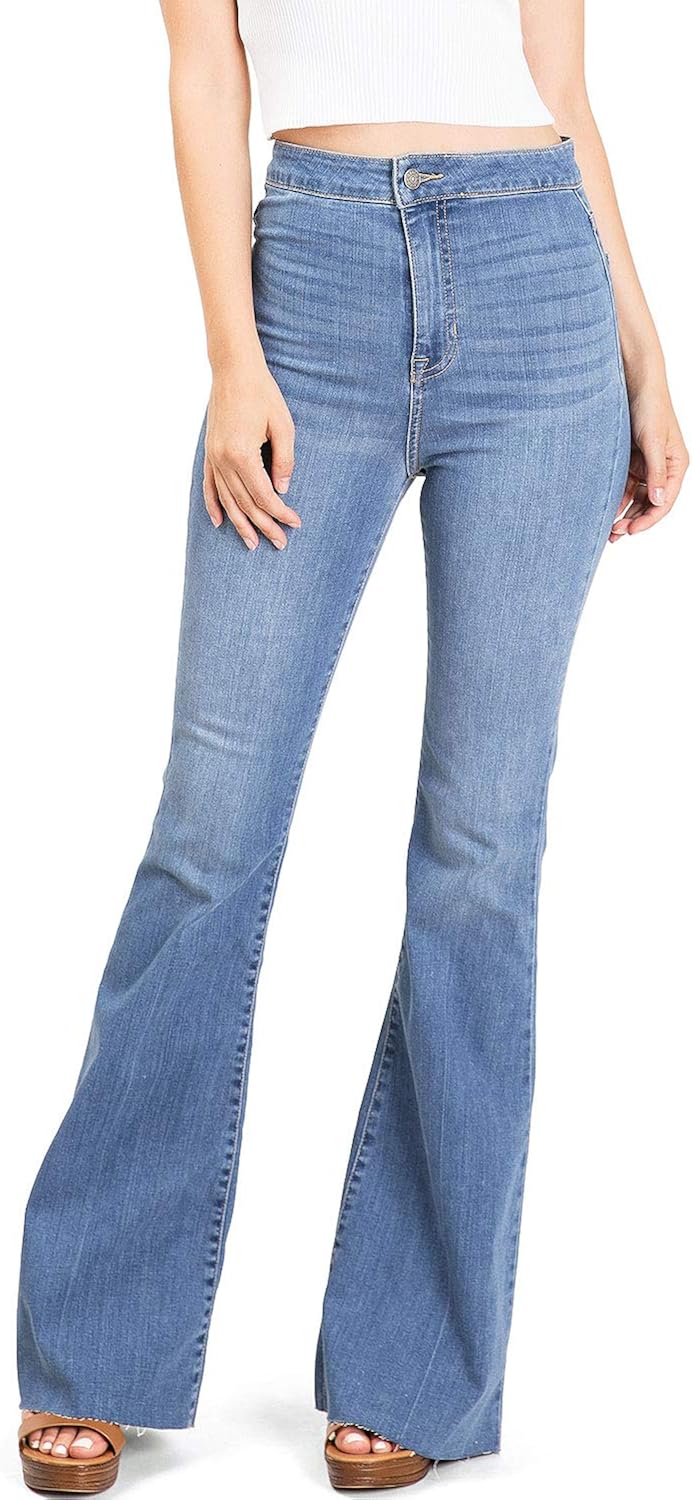 Cello Jeans Women's Juniors High Rise Stretchy Retro Flared Bell Bottoms Amazon.ca Clothing