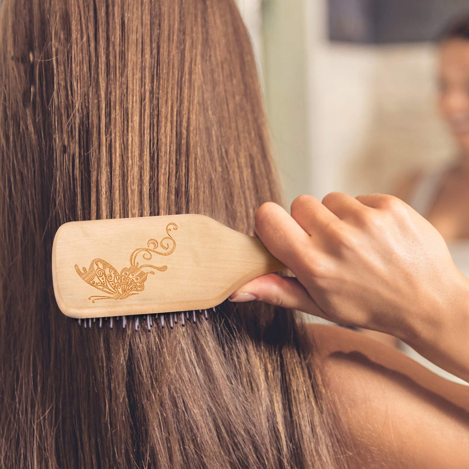 Hair Brush Boar Bristle Hairbrush for Thick Curly Thin Long Short Wet or Dry Hair Adds Shine and Makes Hair Smooth, Best Paddle Hair Brush for Men Women Kids : Beauty
