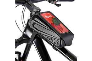 Aomiun 1L Bike Frame Bag Rainproof Phone Bag Reflective Hardshell Bike Tube Bag with Flip Cover Compatible Phone Under 6.8inc