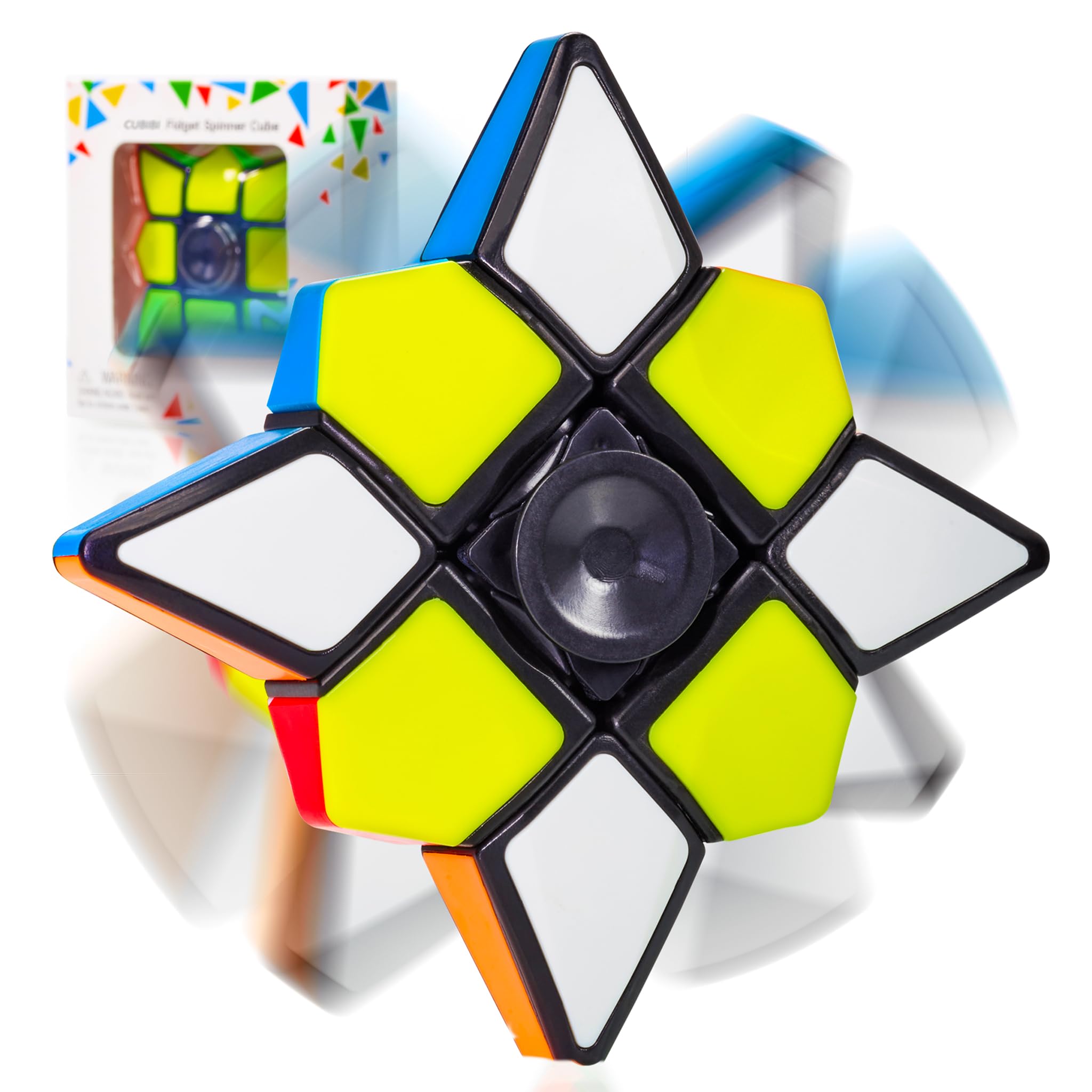 CUBIDI® Star Fidget Cube Spinner 2 in 1, 1x3x3 Magic Speed Cube for Adults, Teens and Kids, Handheld Lightweight Durable Anti-Stress Sensory Desk Toy, Ideal for Travel Fidgeting