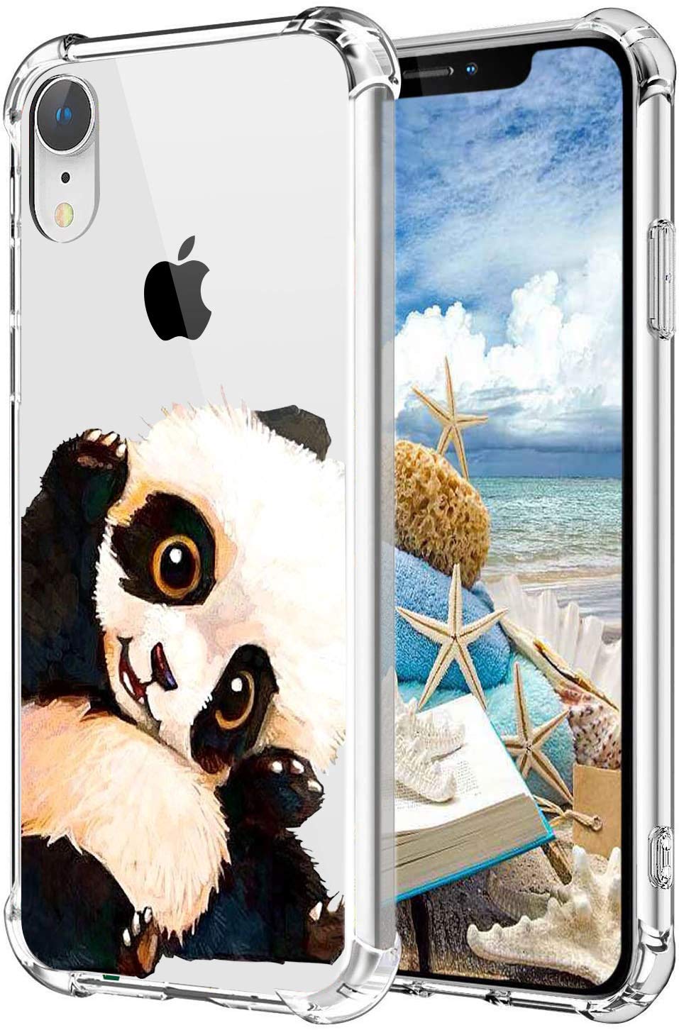MAYCARI Cute Panda Case Clear for iPhone 7 Plus / 8 Plus, Art Animal Transparent Shockproof Hard PC Back + TPU Soft Bumper with Air Cushion Protective Phone Cover Panda Gift — image 1