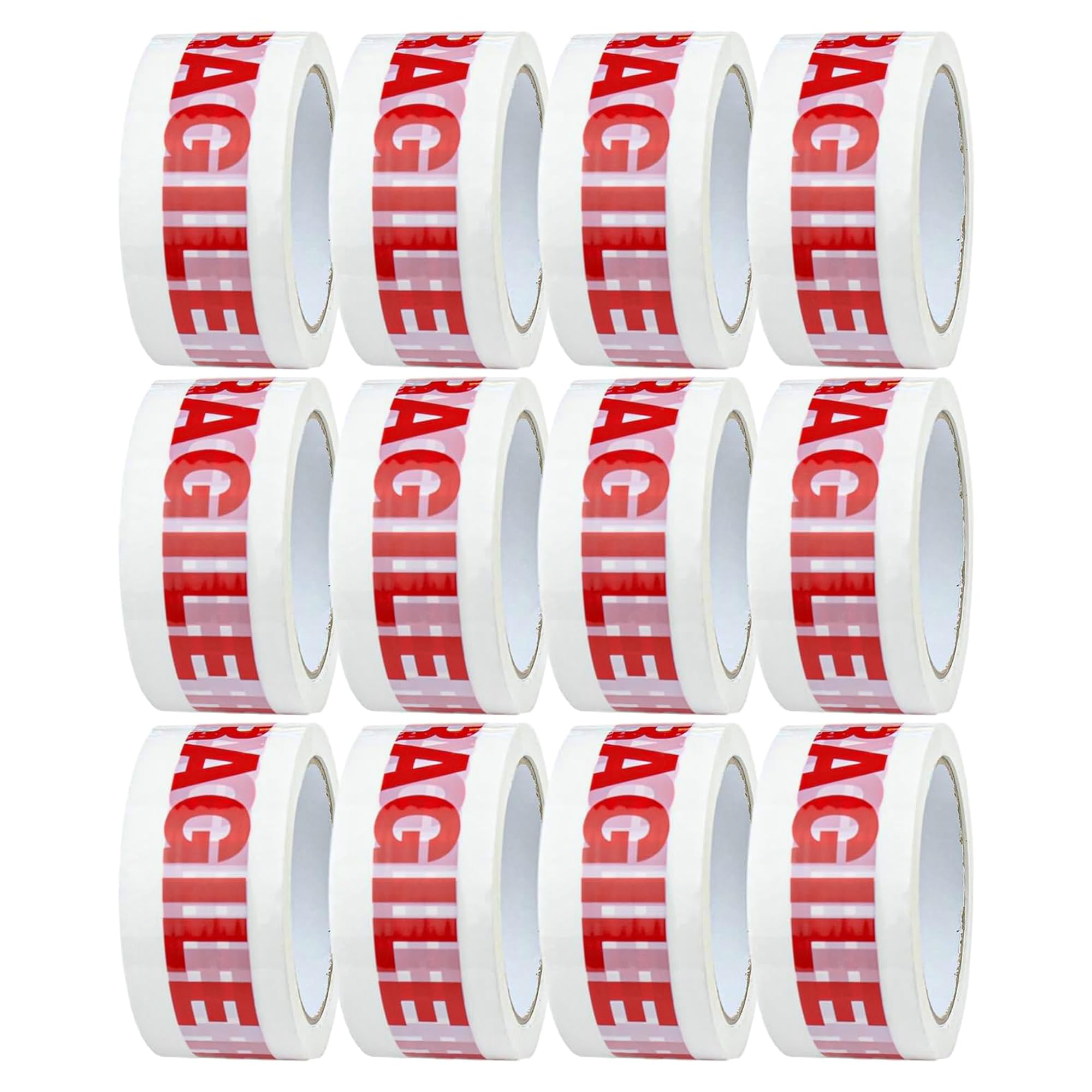 G4GADGET Pack of Strong Packing Tape – 48mm x 66m – Heavy Duty Parcel Tape for Moving Boxes, Shipping, and Packaging (12, Fragile)