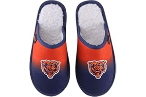 FOCO NFL Men's Official Primary Logo Embroidered Sherpa Lined Gradient Scuff Slide Slippers
