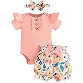 GDTOGRT Baby Girl Clothes Newborn Infant Outfit Ruffle Romper and Short Pants Clothing Sets for Summer Spring