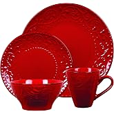Lorren Home Trends LH526 Dinnerware Set for Entertaining, One Size, Red