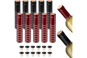 GUANENA 100 Pcs PVC Heat Shrink Capsules Seals for Cruise, 12 Pcs T-shaped Wine Cork Stoppers for Wine Bottles Sealing, Wine Bottle Corks and Shrink Caps for Wine Cellars and Home Use - Black, Red
