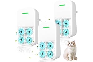 REPBLER Air Ionizers for Home (3 Pack), 99% Odor Eliminator for Pet Odors, Negative Ion Plug in Air Purifiers Ionizer for Home, Bedroom for Bedroom, Kitchen, Office - Dust, Smoke Smell (White)