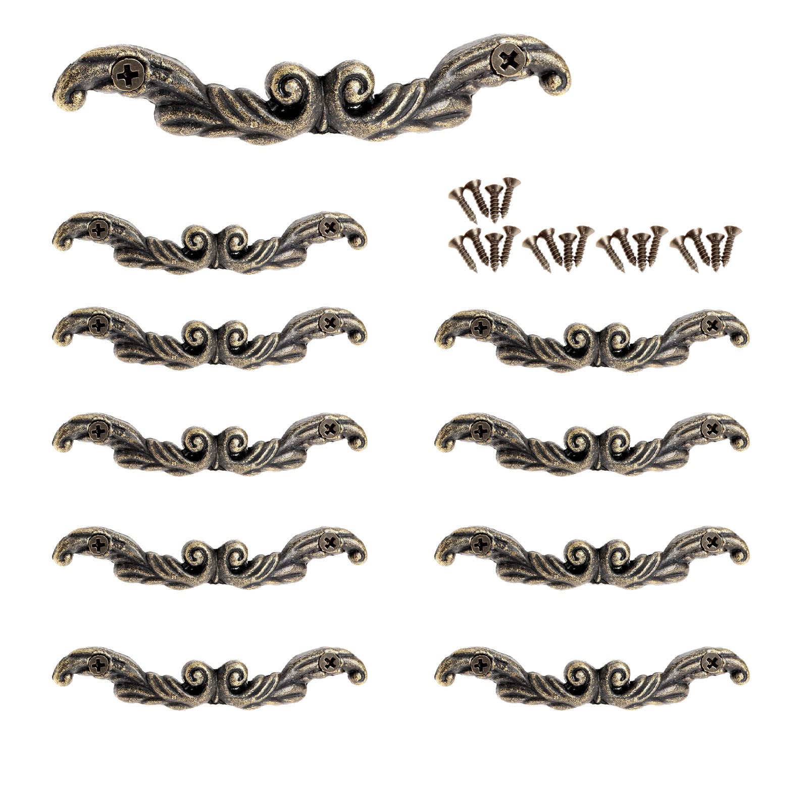 Dophee 10Pcs Retro Door Handle Cabinet Knob Pull Bronze for Drawer Wardrobe Cupboard Closet Dresser Furniture 75 * 15MM