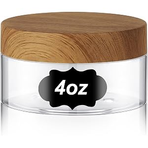 Dandat 1 Pcs Plastic Jar Container with Lid and Label Refillable Empty Round PET Cosmetic Sample Slime Container for Lotion,