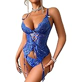 Avidlove Women Lingerie Lace Lingerie Sets with Garter Belts One Piece Bodysuit Teddy with Panty No Stockings S-XXL