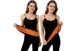 Women‘s Thermal Vest with Removable Straps & Built-in Bra, Fleece Lined Sleeveless Top for Winter Workout (2 Pack)