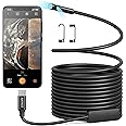 Anykit Dual Lens Endoscope With Adjustable Lights, Type C Borescope for Sewer, IP67 Waterproof Semi-Rigid Snake Camera, 1080HD Industrial Scope Inspection, Gadgets for Men (16.5 ft)
