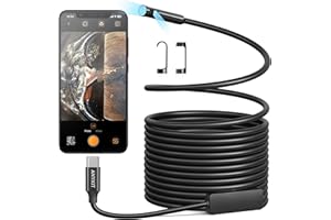 Anykit Dual Lens Endoscope Camera with Adjustable Lights, Type C Borescope for Sewer, IP67 Waterproof Semi-Rigid Snake Camera, 1080HD Industrial Scope Inspection Cam, Gadgets for Men(16.5 ft)