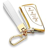 for Lexus Key Fob Cover with Keychain Compatible with 2018-2023 ES350 RX350h LC500h LS500h 2019-2023 UX200 UX250h ES250 ES300h 2020-2023 GX460 NX350 NX450 Accessories White