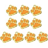 PATIKIL Animal Dog Cat Paw Print Pendants, 10 Pcs Crystal Footprint Dog Cat Paw Prints Pendants for DIY Necklace Bracelet Enamel Jewelry Making, Orange