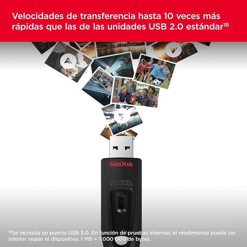 Unidade flash usb sandisk ultra 32 gb usb 3.0 até 130 mb/s de leitura - pacote duplo, vermelho/azul — foto 3 de 7