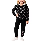 Real Love Girls Sweatsuit Set - 2 Piece Zip Up Hoodie Sweatshirt with Sherpa Fleece Lined Hood and Jogger Sweatpants (7-12)