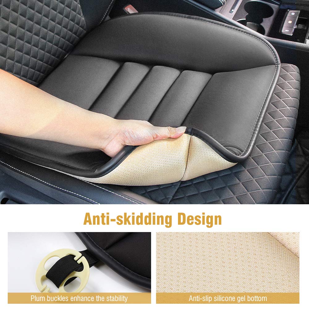 Tsumbay Car Seat Cushion, Memory Foam Seat Cover with Non-Slip Bottom, Universal Fit for Cars, Homes, and Offices - Soft and Comfortable, Black