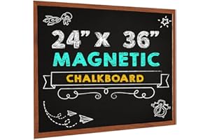 Besso Magnetic Chalkboard Blackboard (24x36)- Large Hanging Framed Wall Chalk Board w/Wooden Frame - Rustic 2x3 Wall Black Board to Use at Home, Office, and Restaurant Sign - Includes Magnets