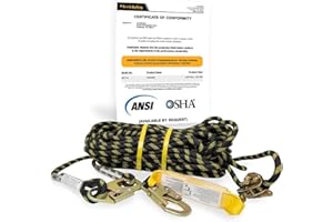 KwikSafety - Charlotte, NC - TSUNAMI [Premium BRAIDED ROPE] Vertical Lifeline ANSI OSHA Rope Grab Snap Hook Shock Absorber Fall Protection Line Kit Restraint System Roofing Safety Equipment / 100 FT.