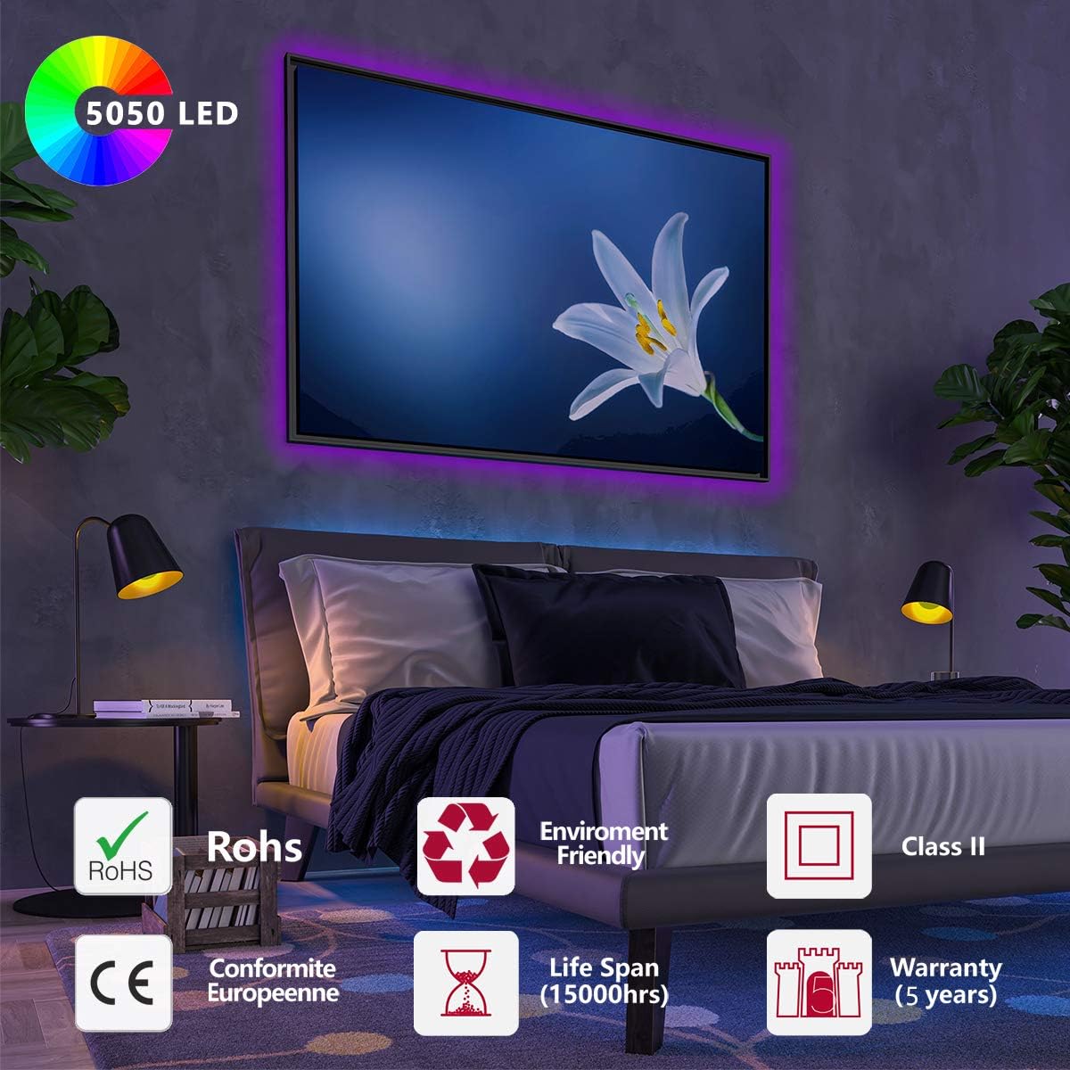 TEKLED® LED Strip Lights, Multi-color, 150 LED 5M - Image 3