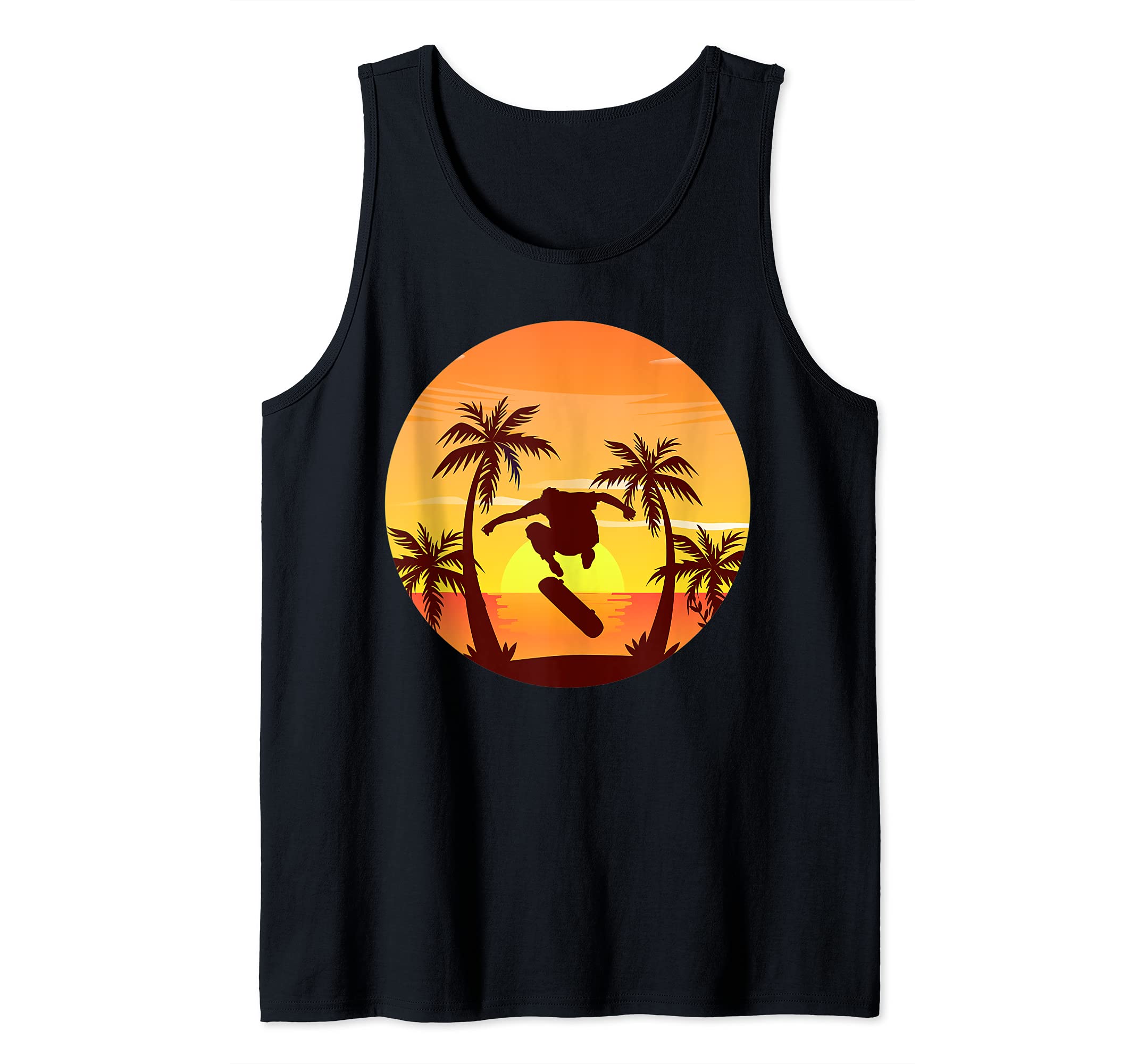 Tropical Sunset Skateboard Riding Skater Skateboarding Tank Top