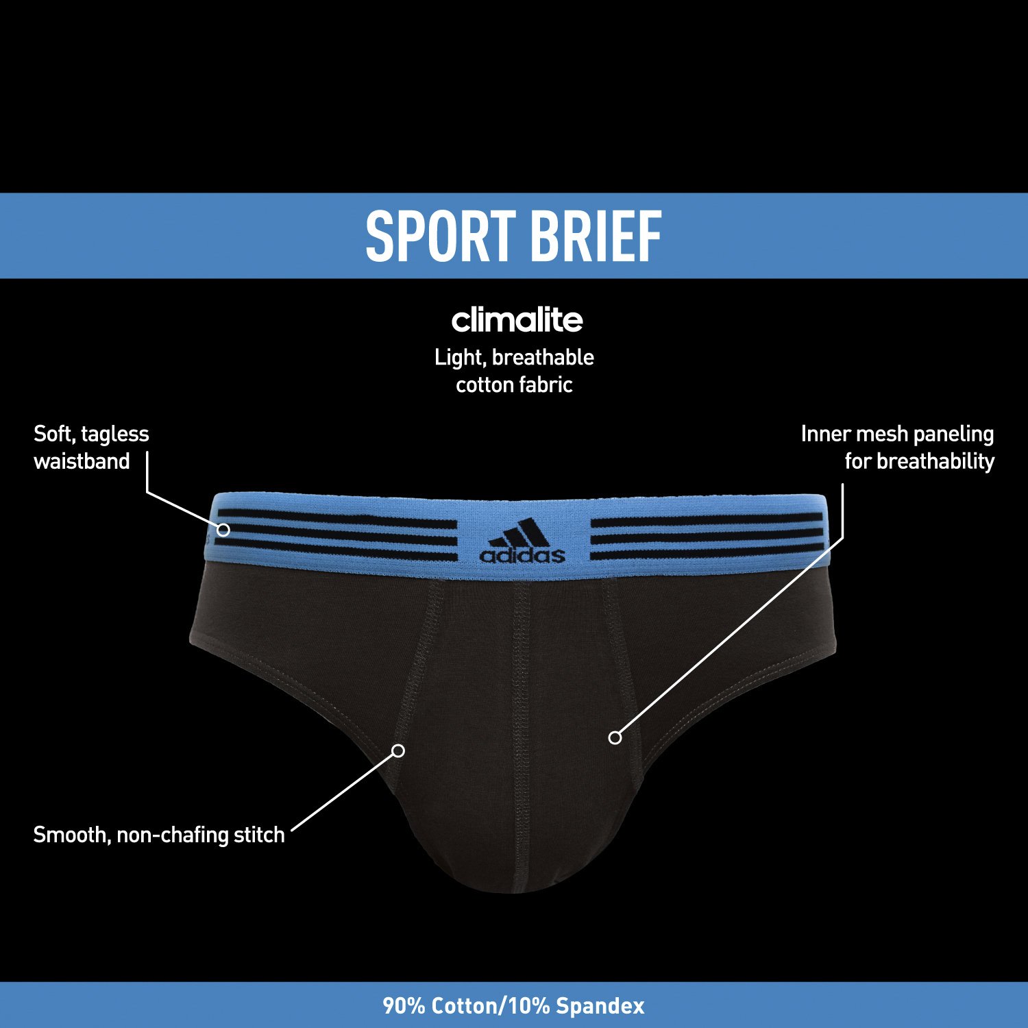 adidas Men's Athletic Stretch Brief (3Pack) ExerciseN
