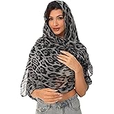 Leopard Print Shawls and Wraps for Womens Cheetah Hijab Scarf Voile Sheer Beach Scarves Sunscreen Head Shawl